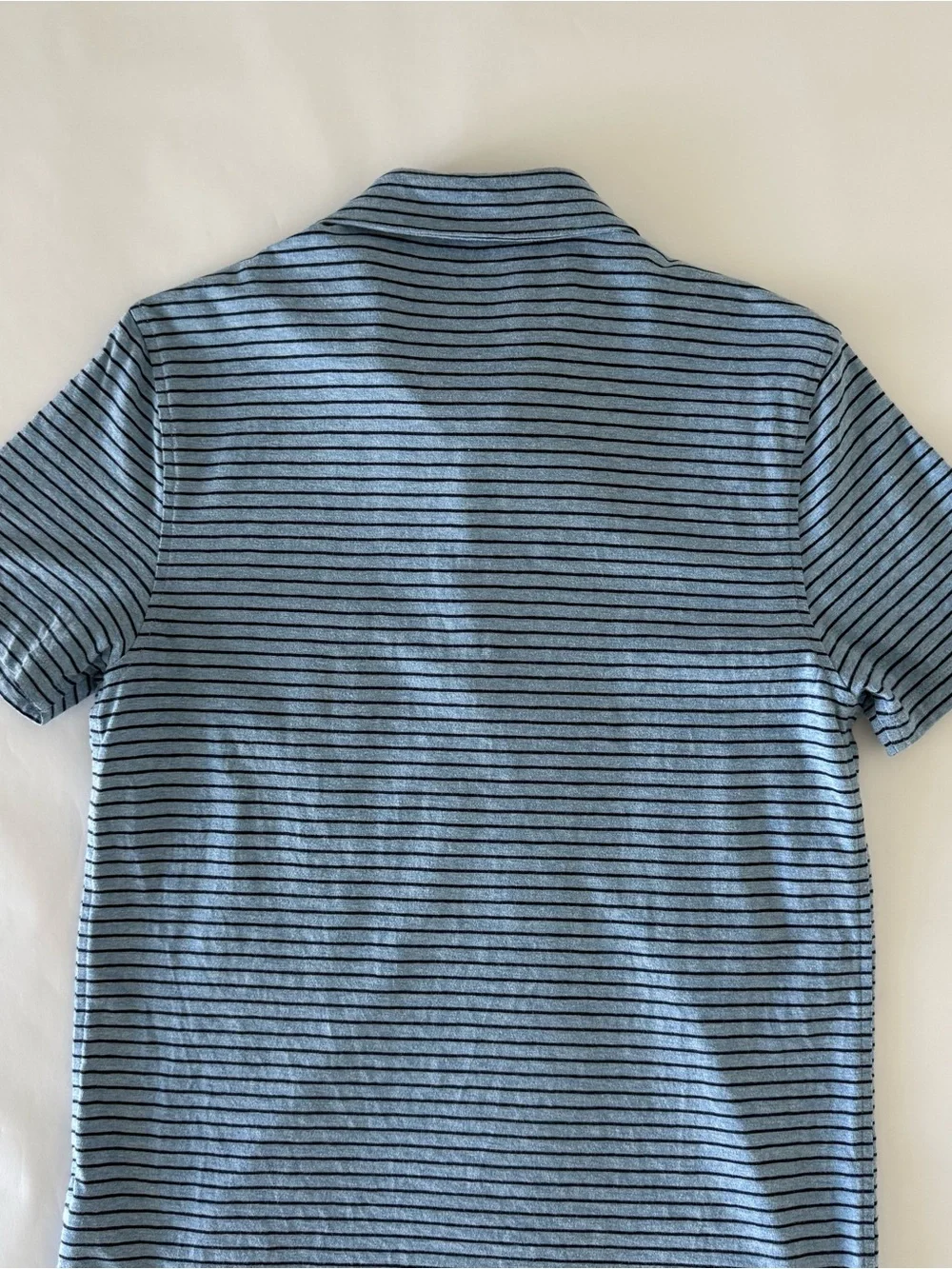 J.Crew Slub Cotton Stripe Men's Medium Blue Pocket Polo Shirt Preppy Collegiate